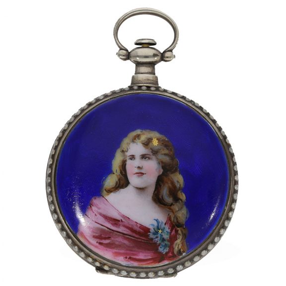 Swiss silver gilt pair of enamelled watches for Chinese market Circa 1880 Swiss silver gilt pair of enamelled watches for Chinese market Circa 1880