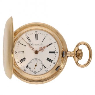 Swiss 14 carat gold hunter cased watch with sales box Circa 1900