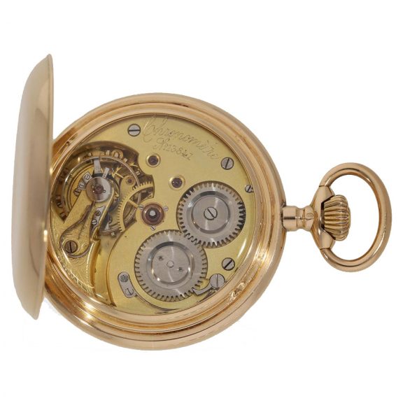Swiss 14 carat gold hunter cased watch with sales box Circa 1900 Swiss 14 carat gold hunter cased watch with sales box Circa 1900