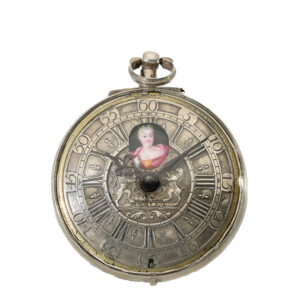 Swiss silver extremely rare early pocket watch with automaton Circa 1700