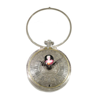 Swiss silver extremely rare early pocket watch with automaton Circa 1700