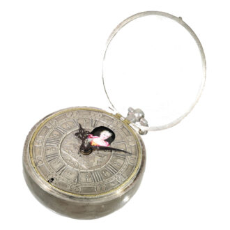Swiss silver extremely rare early pocket watch with automaton Circa 1700
