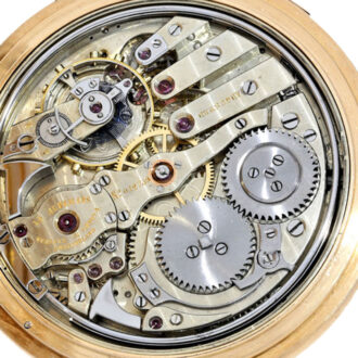 Swiss gold hunting case with minute repeater Circa 1880 Swiss gold hunting case with minute repeater Circa 1880