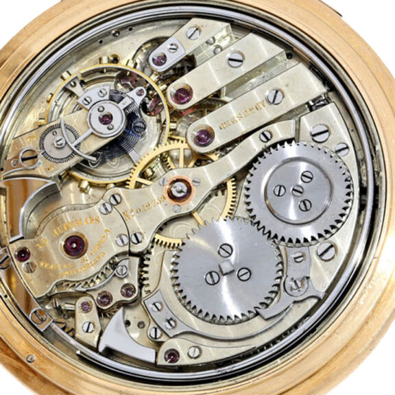 Swiss gold hunting case with minute repeater Circa 1880 Swiss gold hunting case with minute repeater Circa 1880