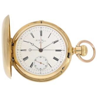Swiss 18 K gold central counter chronograph watch Circa 1874