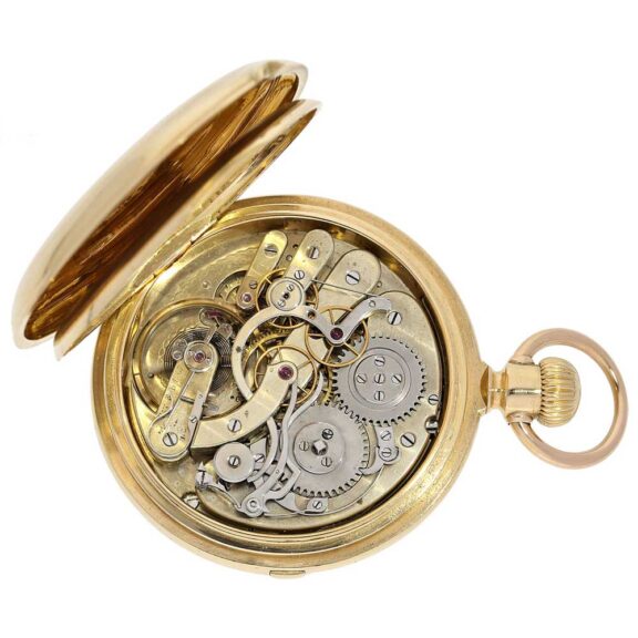 Swiss 18 K gold central counter chronograph watch Circa 1874 Swiss 18 K gold central counter chronograph watch Circa 1874