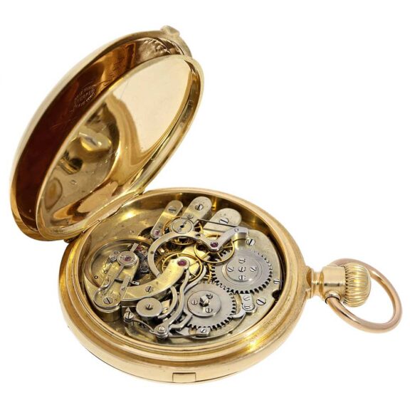 Swiss 18 K gold central counter chronograph watch Circa 1874 Swiss 18 K gold central counter chronograph watch Circa 1874