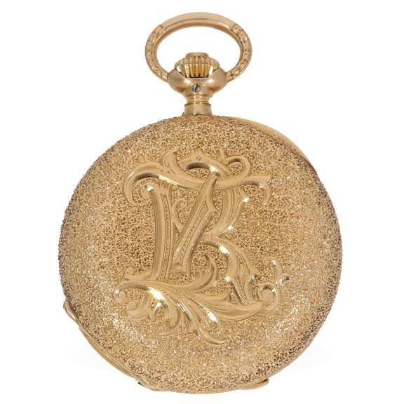 German 18 carat gold pocket watch with “Vermicelli case” Circa 1883 German 18 carat gold pocket watch with “Vermicelli case” Circa 1883