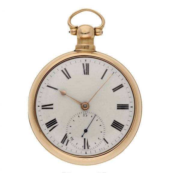 English 18 carat gold watch with pirouette 15 seconds scale Circa 1814