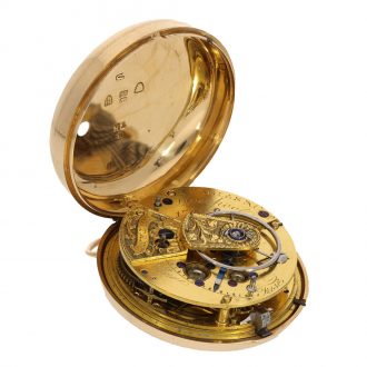 English 18 carat gold watch with pirouette 15 seconds scale Circa 1814