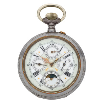 Oversized Swiss gunmetal calendar lever watch Circa 1900