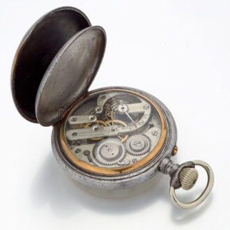Oversized Swiss gunmetal calendar lever watch Circa 1900