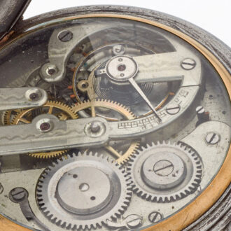 Oversized Swiss gunmetal calendar lever watch Circa 1900