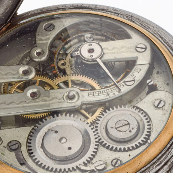 Oversized Swiss gunmetal calendar lever watch Circa 1900 Oversized Swiss gunmetal calendar lever watch Circa 1900