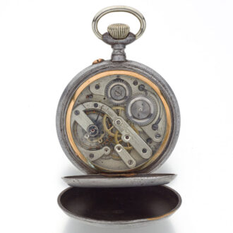 Oversized Swiss gunmetal calendar lever watch Circa 1900