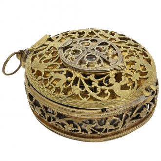 German brass fire gilt Renaissance pendant watch with sundial Circa 1580
