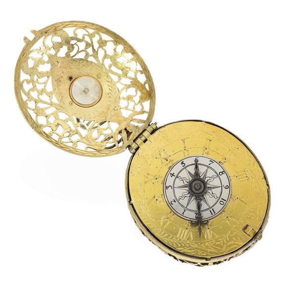 German brass fire gilt Renaissance pendant watch with sundial Circa 1580 German brass fire gilt Renaissance pendant watch with sundial Circa 1580