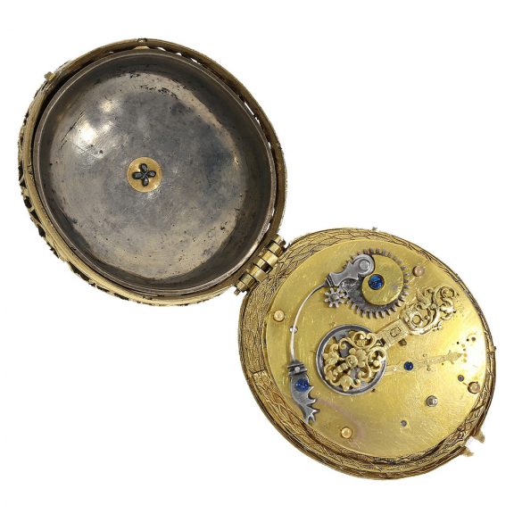German brass fire gilt Renaissance pendant watch with sundial Circa 1580 German brass fire gilt Renaissance pendant watch with sundial Circa 1580
