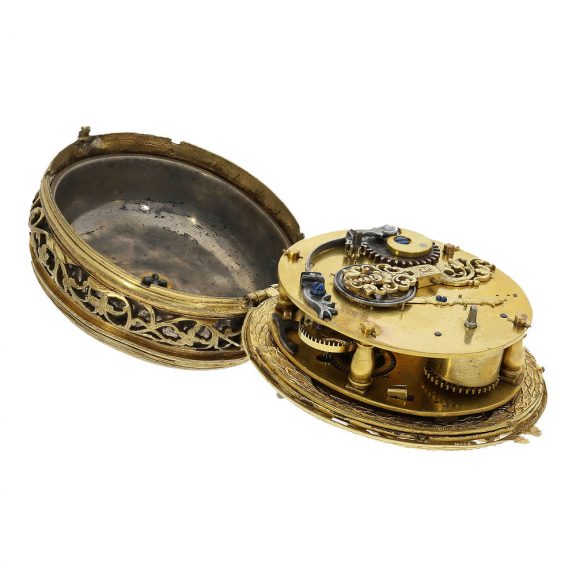 German brass fire gilt Renaissance pendant watch with sundial Circa 1580 German brass fire gilt Renaissance pendant watch with sundial Circa 1580