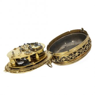 German brass fire gilt Renaissance pendant watch with sundial Circa 1580