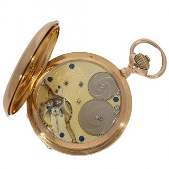German 14 carat gold full hunter cased watch in original box Circa 1891