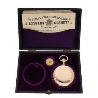 German 14 carat gold full hunter cased watch in original box Circa 1891