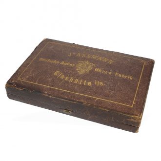 German 14 carat gold full hunter cased watch in original box Circa 1891