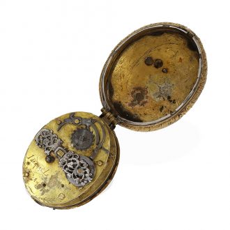 French brass gilt silver oval Renaissance pendant watch Circa 1625