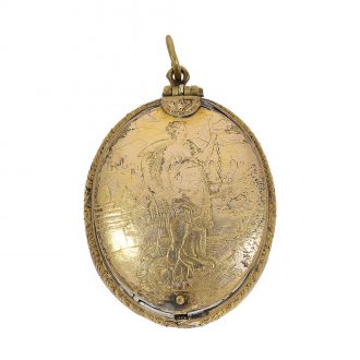 French brass gilt silver oval Renaissance pendant watch Circa 1625