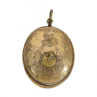 French brass gilt silver oval Renaissance pendant watch Circa 1625