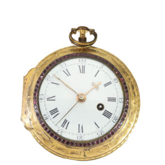 English fire gilt carriage clock with skeletonized movement Circa 1780