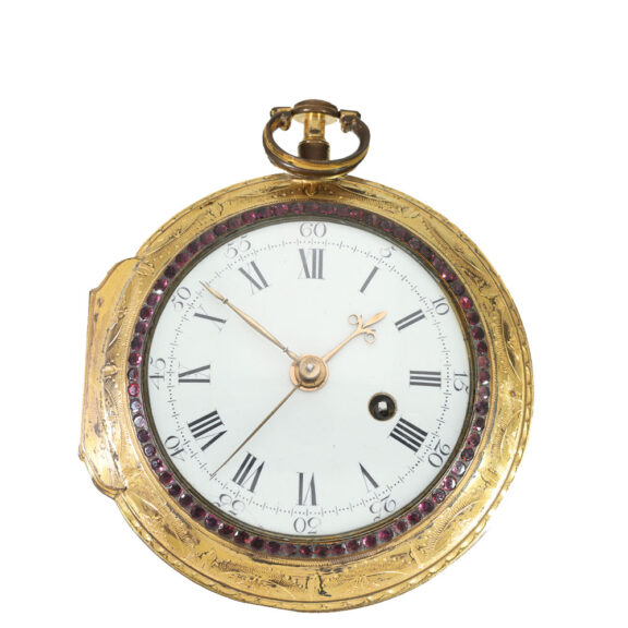 English fire gilt carriage clock with skeletonized movement Circa 1780