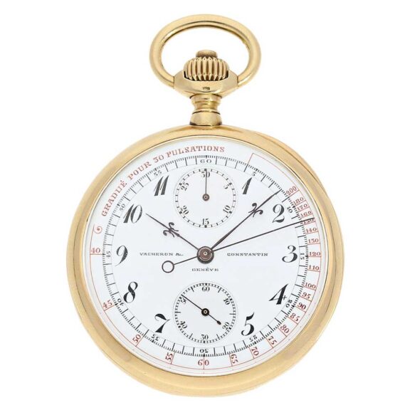 Swiss gold/enamel chronograph with pulsation scale Circa 1912
