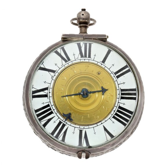 French silver coach clock with self strike and alarm Circa 1650