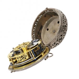 French silver coach clock with self strike and alarm Circa 1650