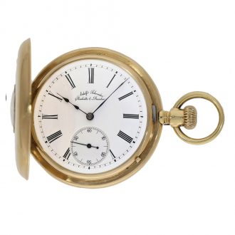 German 18 carat gold half hunting cased pocket watch Circa 1870