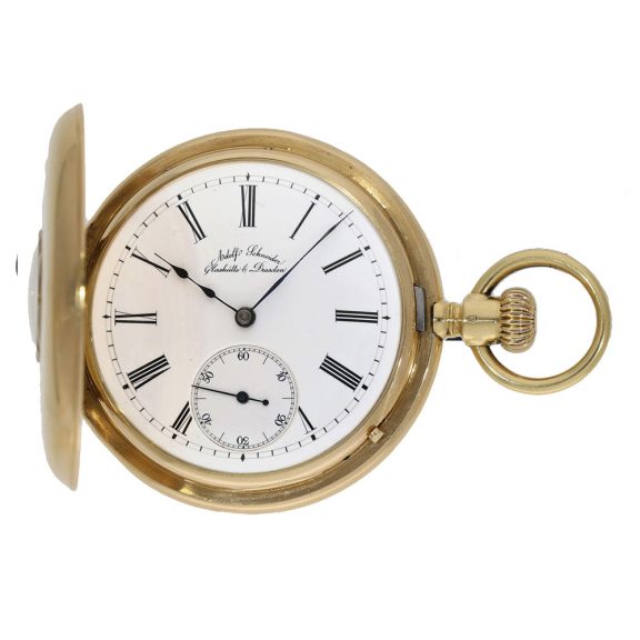 German 18 carat gold half hunting cased pocket watch Circa 1870 German 18 carat gold half hunting cased pocket watch Circa 1870