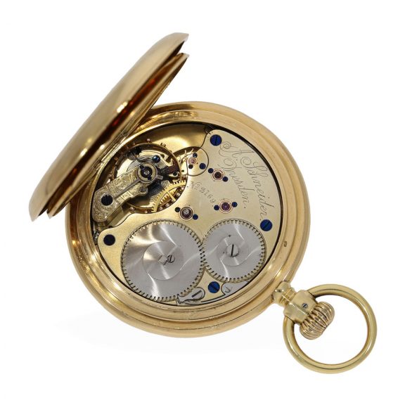 German 18 carat gold half hunting cased pocket watch Circa 1870 German 18 carat gold half hunting cased pocket watch Circa 1870