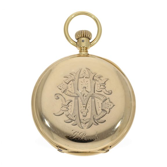 German 18 carat gold half hunting cased pocket watch Circa 1870 German 18 carat gold half hunting cased pocket watch Circa 1870