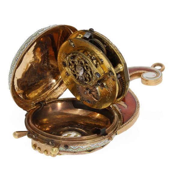 French/Austrian enamel Oriëntal harp form watch Circa 1820 French/Austrian enamel Oriëntal harp form watch Circa 1820