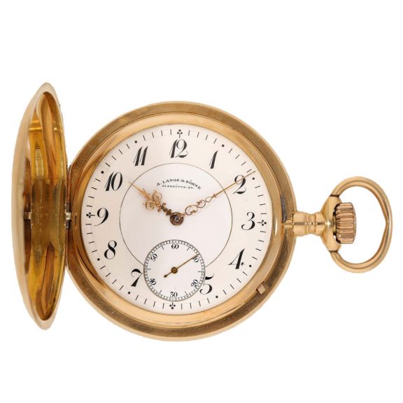 German 18 carat gold full hunter case watch with original papers Circa 1909