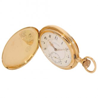 German 18 carat gold full hunter case watch with original papers Circa 1909