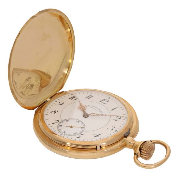 German 18 carat gold full hunter case watch with original papers Circa 1909 German 18 carat gold full hunter case watch with original papers Circa 1909
