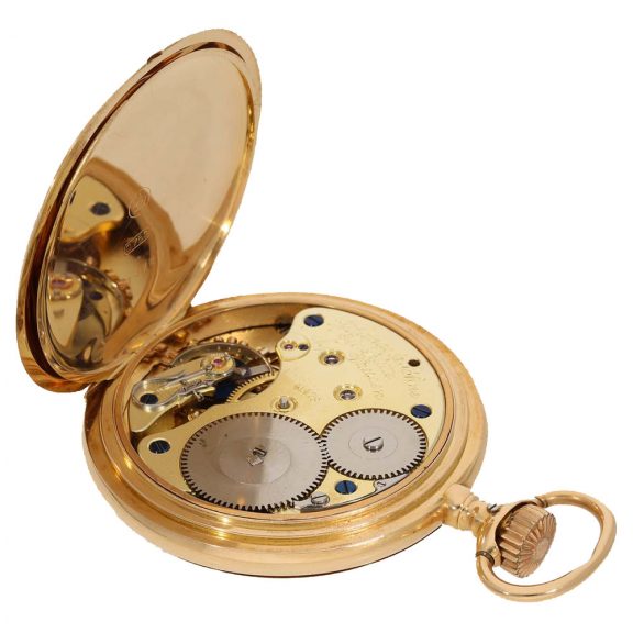 German 18 carat gold full hunter case watch with original papers Circa 1909 German 18 carat gold full hunter case watch with original papers Circa 1909