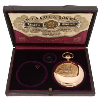German 18 carat gold full hunter case watch with original papers Circa 1909