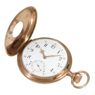 German 14 carat gold half hunter case watch Circa 1895