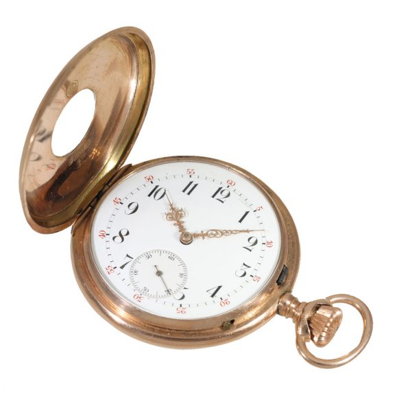 German 14 carat gold half hunter case watch Circa 1895 German 14 carat gold half hunter case watch Circa 1895