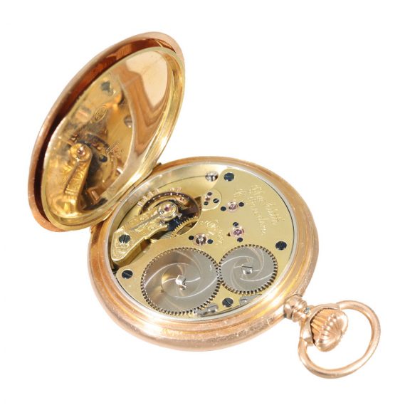 German 14 carat gold half hunter case watch Circa 1895 German 14 carat gold half hunter case watch Circa 1895