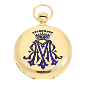 Swiss gold and enamel half hunting cased watch Circa 1865 Swiss gold and enamel half hunting cased watch Circa 1865