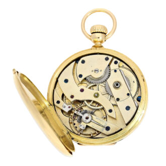 Swiss gold and enamel half hunting cased watch Circa 1865 Swiss gold and enamel half hunting cased watch Circa 1865